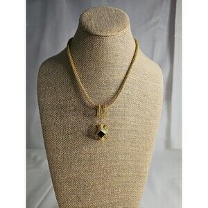 Vintage 925 gold tone silver pendant necklace with red stone